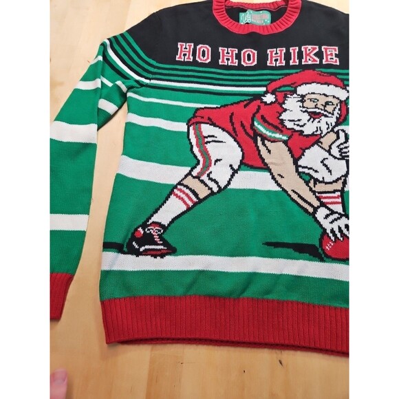 Ho Ho Hike Football Santa Ugly Christmas Sweater Unisex Size Small - Picture 6 of 16